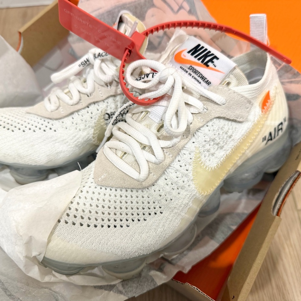 Nike Off-White Air VaporMax in Cream and Orange